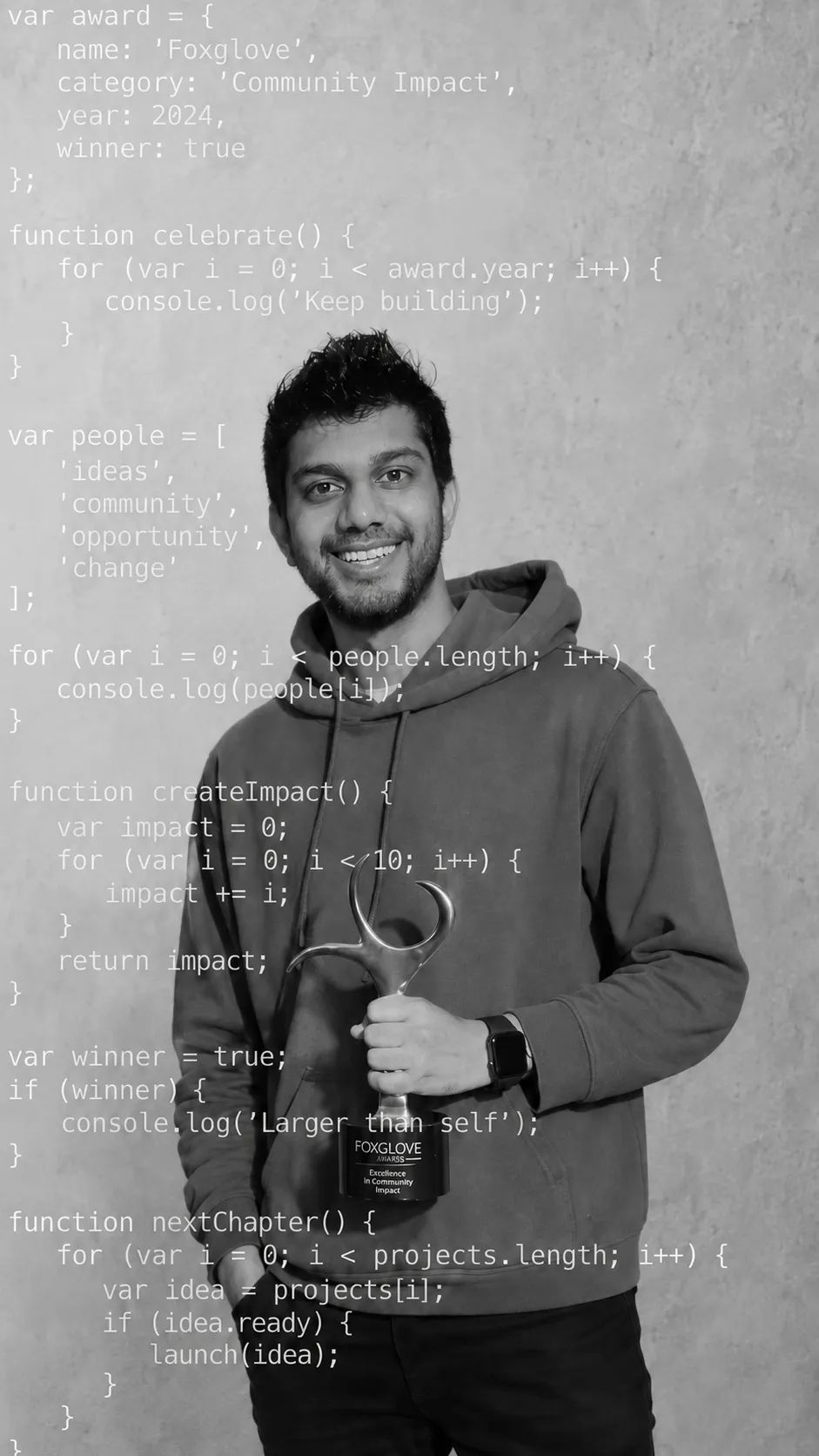 Pranay Jain, founder of Burgundy, photographed in black and white holding a camera